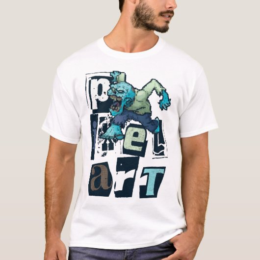 Pixel kunst en monster t-shirt (Voorkant)