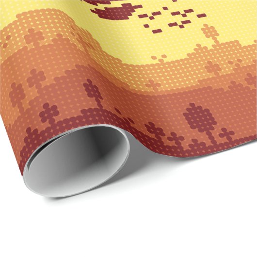Pixel Landscape Pattern Cadeaupapier (Rol Hoek)