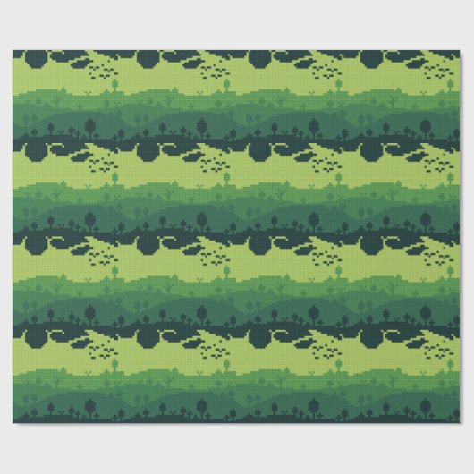 Pixel Landschaps Patroon Cadeaupapier (Vlak)