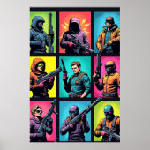 Pixel Legends Pop Art Poster – Comic Grid (Voorkant)