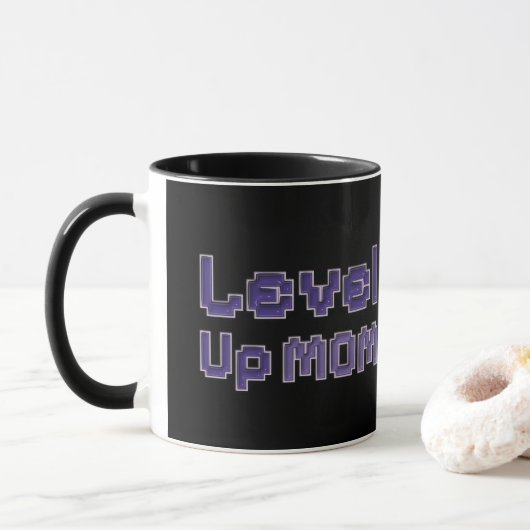 Pixel Level Up Moeder Gamer Tweezijdige Mok  (Met donut)