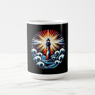 Pixel Lighthouse - Ocean Waves & Coastal Beacon Koffiemok