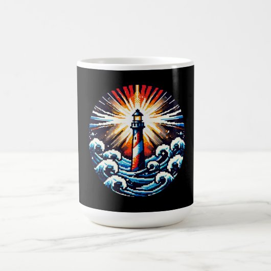Pixel Lighthouse - Ocean Waves & Coastal Beacon Koffiemok (Center)