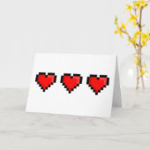 Pixel Love Hearts Gepersonaliseerd Kaart (Gele Bloem)