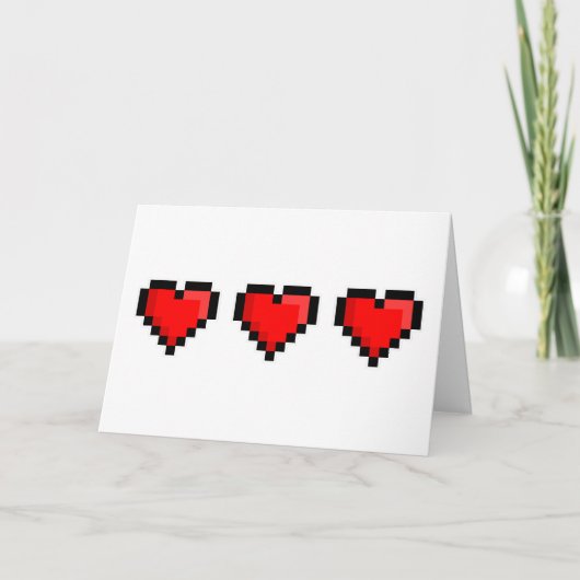 Pixel Love Hearts Gepersonaliseerd Kaart (Voorkant)