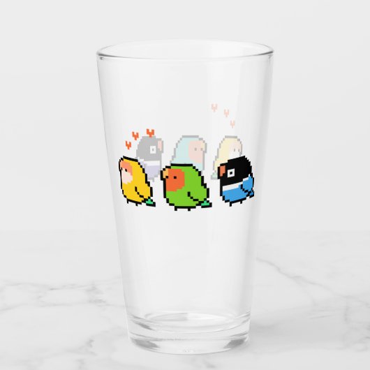 Pixel Lovevogels Glas (Voorkant)