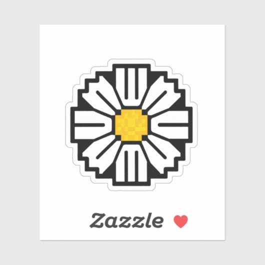 Pixel madeliefje bloem sticker (Vel)