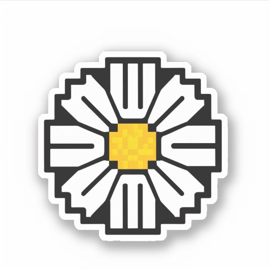 Pixel madeliefje bloem sticker (Voorkant)