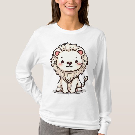 Pixel Majesteit van de Witte Leeuw T-shirt (Voorkant)