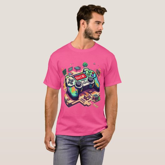Pixel Meltdown: 16-bits gaming- en onderwijsisomet T-shirt (Voorkant volledig)