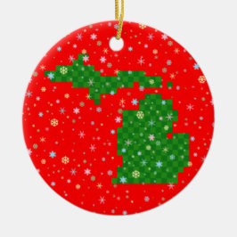 Pixel Michigan en Pastel Snowflakes Keramisch Ornament
