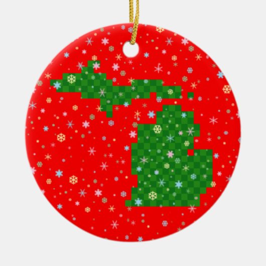 Pixel Michigan en Pastel Snowflakes Keramisch Ornament (Voorkant)