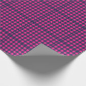 Pixel Mini Buffalo Check Roze Blauw Cadeaupapier (Hoek)