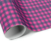Pixel Mini Buffalo Check Roze Blauw Cadeaupapier (Rol Hoek)