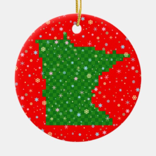 Pixel Minnesota en deegschilfers Keramisch Ornament (Voorkant)