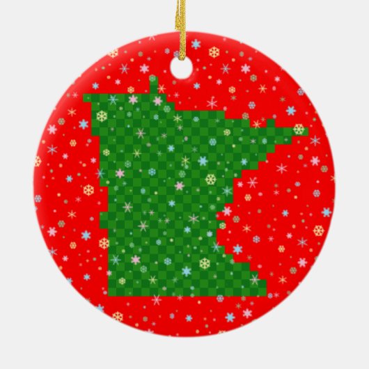 Pixel Minnesota en deegschilfers Keramisch Ornament (Achterkant)