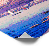 Pixel Mt. Fuji van het meer van Yamanaka in Dusk Poster (Hoek)