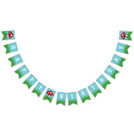 Pixel Mushroom Birthday Bunting Banner
