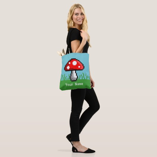 Pixel Mushroom Canvas tas (Op model)