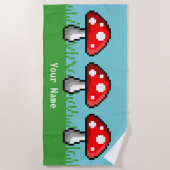 Pixel Mushroom Meadow Beach Handdoek (Voorkant)