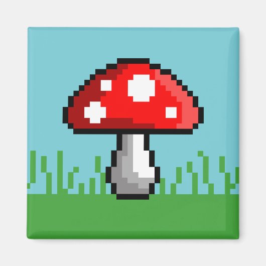 Pixel Mushroom Meadow Magnet (Voorkant)