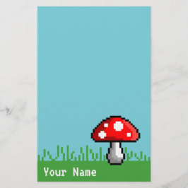 Pixel Mushroom Meadow Stationery Briefpapier