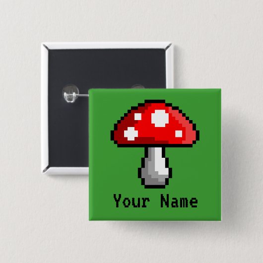 Pixel Mushroom Name Button (Voorkant /achterkant)