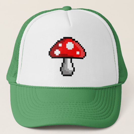 Pixel Mushroom Trucker Hat Pet (Voorkant)