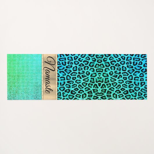 Pixel Neon Green Leopard gepersonaliseerd Yogamat (Achterkant (horizontaal))