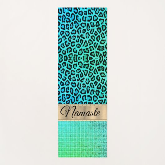 Pixel Neon Green Leopard gepersonaliseerd Yogamat (Voorkant)