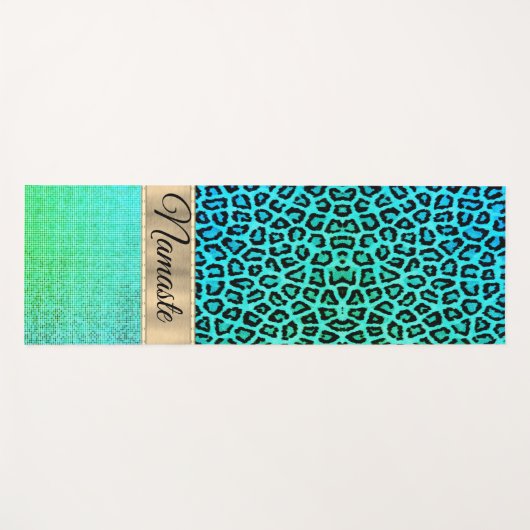 Pixel Neon Green Leopard gepersonaliseerd Yogamat (Voorkant (horizontaal))