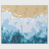 Pixel Ocean Waves and Shore Pattern Cadeaupapier (Vlak)