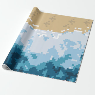 Pixel Ocean Waves and Shore Pattern Cadeaupapier