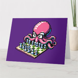 Pixel Octopus Schaak Retro Strategie Bord Game Art Kaart