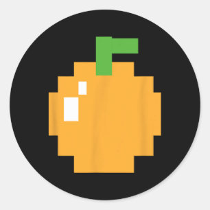 Pixel Oranje 80s Videospel Kostuum Easy Groep Hal Ronde Sticker