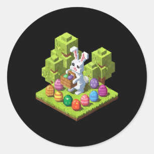 Pixel Paashaas Video Gamer Egg Hunting Fun Boy Ronde Sticker