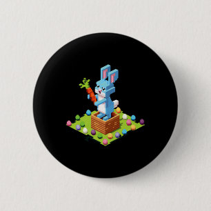 Pixel Paashaas videogamer eieren jagen grappig B Ronde Button 5,7 Cm