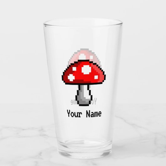 Pixel Paddestoel Naam Glas (Voorkant)