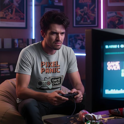 Pixel Paniek – Retro Gamer Razernij Design T-shirt