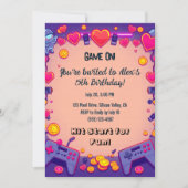 Pixel Party Verjaardagsuitnodiging Retro Gamer The Kaart (Voorkant)