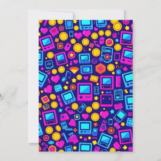 Pixel Party Verjaardagsuitnodiging Retro Gamer The Kaart (Achterkant)