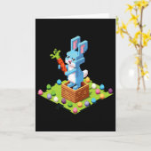 Pixel Pasen Konijn Video Gamer Eieren Jagen Funny  Kaart (Gele Bloem)