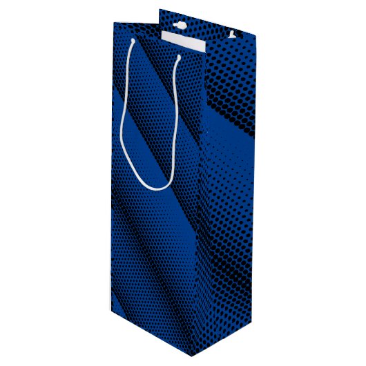 Pixel Pattern 08.B.w Blue BG Wijn Cadeautas (Voorkant Gekanteld)