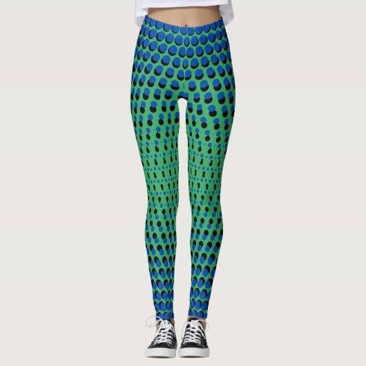 Pixel Pattern 09.BBLK.w Green BG Leggings (Voorkant)