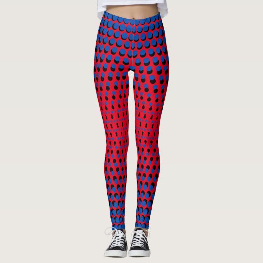 Pixel Pattern 09.BBLK.w Red BG Leggings (Voorkant)