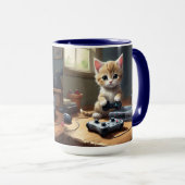 Pixel Paws: het gamer kitten in actie Mok (Voorkant rechts)