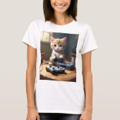Pixel Paws: het gamer kitten in actie T-shirt (Voorkant)
