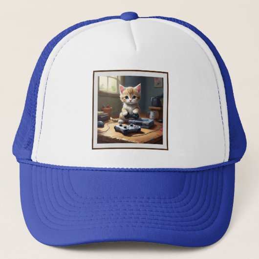 Pixel Paws: het gamer kitten in actie Trucker Pet (Voorkant)