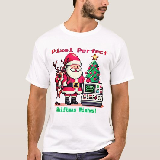 Pixel Perfect Kerstwensen! T-shirt (Voorkant)