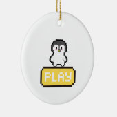 Pixel Pinguïn Spel Gamer Keramisch Ornament (Rechts)